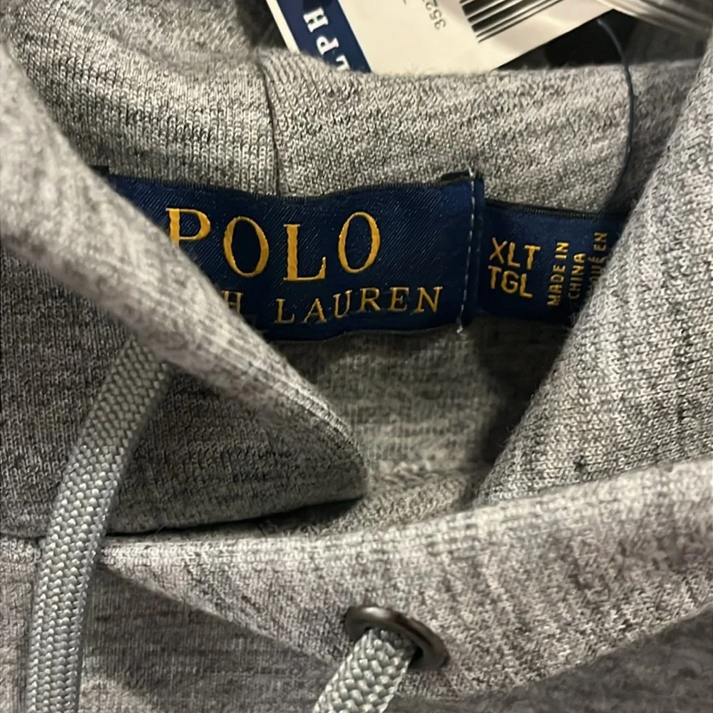 Polo Ralph Lauren Double Knit Hoodie Sweatshirt heather grey Mens XLT XL Tall